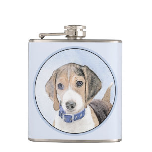 Beagle schilderen - Kute Original Dog Art Heupfles