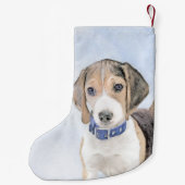 Beagle schilderen - Kute Original Dog Art Kleine Kerstsok (Achterkant)