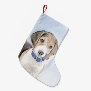 Beagle schilderen - Kute Original Dog Art Kleine Kerstsok