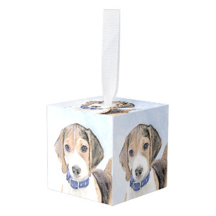 Beagle schilderen - Kute Original Dog Art Kubus Ornament
