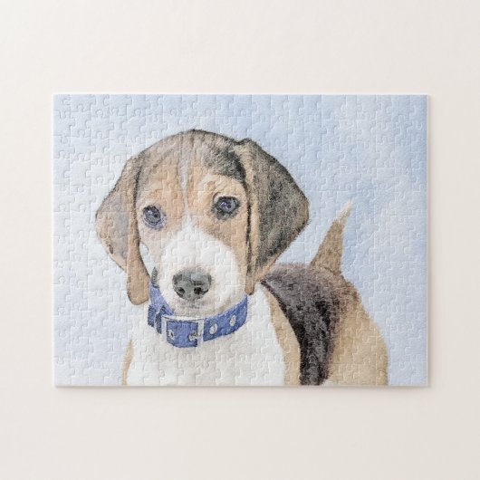 Beagle schilderen - Kute Original Dog Art Legpuzzel (Horizontaal)