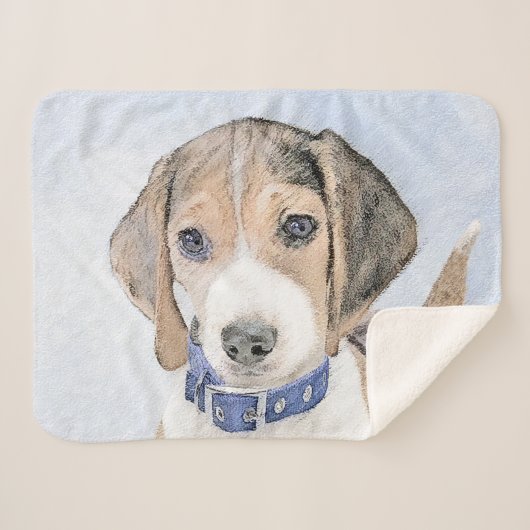 Beagle schilderen - Kute Original Dog Art Sherpa Deken (Voorkant (horizontaal))