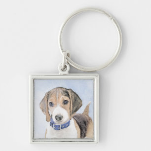 Beagle schilderen - Kute Original Dog Art Sleutelhanger