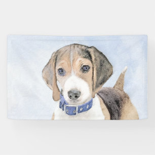 Beagle schilderen - Kute Original Dog Art Spandoek