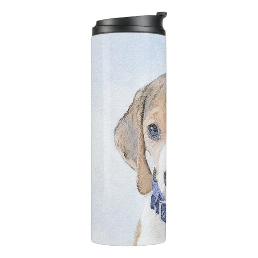 Beagle schilderen - Kute Original Dog Art Thermosbeker (Gedraaid links)