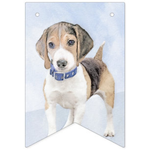 Beagle schilderen - Kute Original Dog Art Vlaggetjes