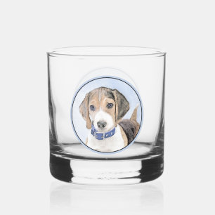 Beagle schilderen - Kute Original Dog Art Whisky Glas