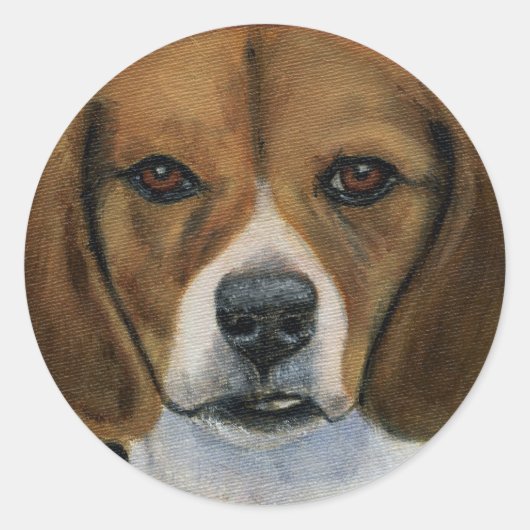 Beagle schilderij - Hondenras kunst Ronde Sticker (Voorkant)