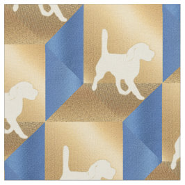Beagle Silhouette over bruine en blauwe kubussen Stof