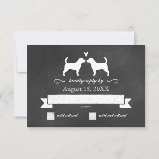 Beagle Silhouettes Mariage Réponse RSVP (Devant)
