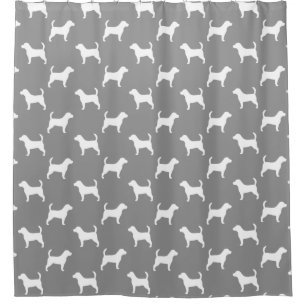 Beagle Silhouettes Pattern Grey Douchegordijn