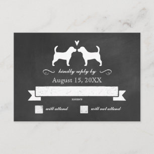 Beagle Silhouettes Wedding Reply RSVP Kaartje