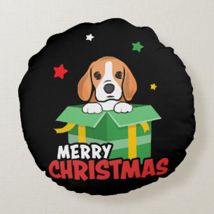 Beagle Sinterklaas hondenliefhebbers Prettig Kerst Rond Kussen