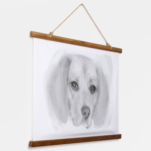 Beagle Sketch Hangend Wandkleed (Gebogen)