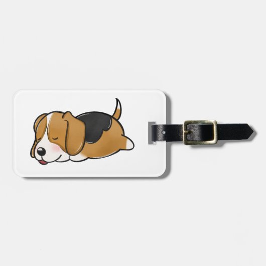 Beagle Sleeping Cartoon Bagagelabel (Voorkant horizontaal)