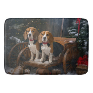 Beagle Sneeuw slee Kerst Decoratie Badmat