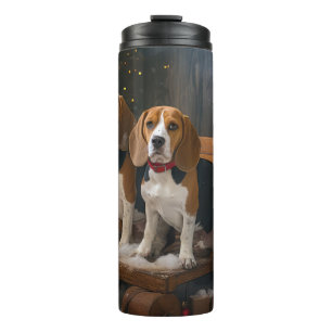 Beagle Sneeuw slee Kerst Decoratie Thermosbeker