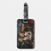 Beagle Snowy Sleigh Kerstmisdecor Bagagelabel (Achterkant verticaal)