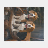 Beagle Snowy Sleigh Kerstmisdecor Fleece Deken (Voorkant (Horizontaal))