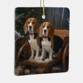 Beagle Snowy Sleigh Kerstmisdecor Keramisch Ornament (Rechts)