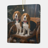 Beagle Snowy Sleigh Kerstmisdecor Keramisch Ornament (Links)