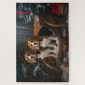 Beagle Snowy Sleigh Kerstmisdecor Legpuzzel (Verticaal)