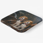 Beagle Snowy Sleigh Kerstmisdecor Papieren Bordje (Gebogen)