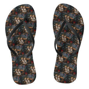 Beagle Snowy Sleigh Kerstmisdecor Teenslippers