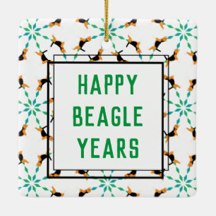 Beagle stijl jaar keramisch ornament