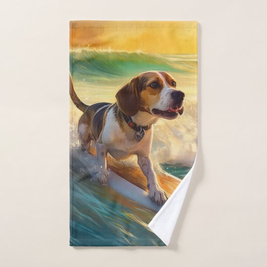 Beagle strand surfen schilderij bad handdoek (Handdoek)