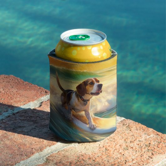Beagle strand surfen schilderij blikjeskoeler (Insitu Zwembad)