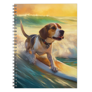Beagle strand surfen schilderij notitieboek