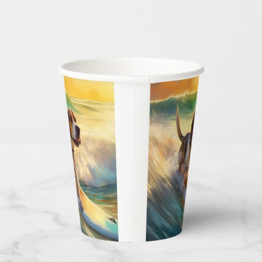 Beagle strand surfen schilderij papieren bekers (Rechts)