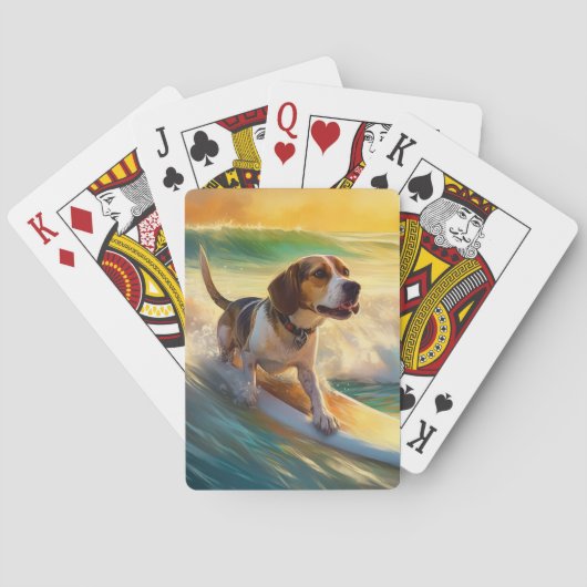 Beagle strand surfen schilderij pokerkaarten (Achterkant)