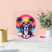 Beagle Sunset Achtergrond Shirt, Beagle Moeder, Be Acryl Bord (Huwelijk)