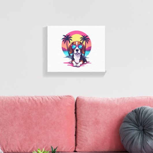 Beagle Sunset Achtergrond Shirt, Beagle Moeder, Be Canvas Afdruk (Insitu (Woonkamer))