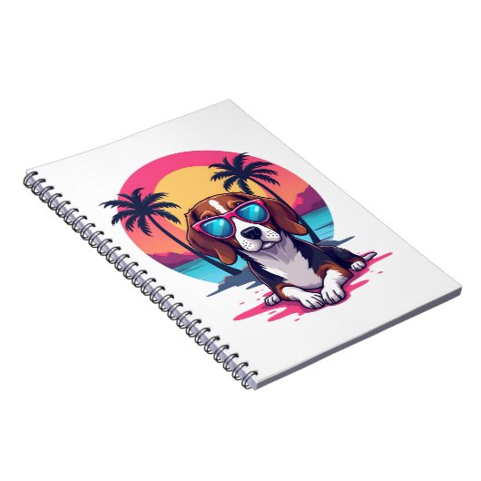 Beagle Sunset Achtergrond Shirt, Beagle Moeder, Be Notitieboek (Rechterzijde)