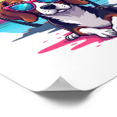 Beagle Sunset Achtergrond Shirt, Beagle Moeder, Be Poster (Hoek)