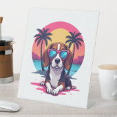 Beagle Sunset Achtergrond Shirt, Beagle Moeder, Be Reclamebord Met Voetstuk (Insitu)
