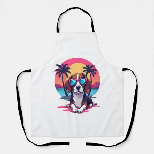 Beagle Sunset Achtergrond Shirt, Beagle Moeder, Be Schort (Voorkant)