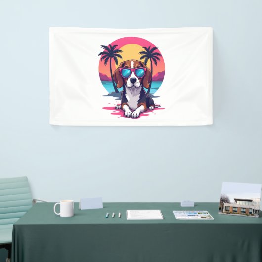 Beagle Sunset Achtergrond Shirt, Beagle Moeder, Be Spandoek (Beurs)