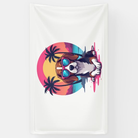 Beagle Sunset Achtergrond Shirt, Beagle Moeder, Be Spandoek (Verticaal)