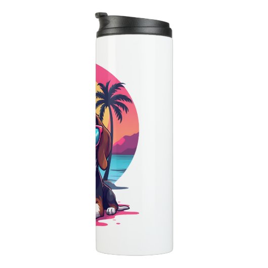 Beagle Sunset Achtergrond Shirt, Beagle Moeder, Be Thermosbeker (Geroteerd rechts)