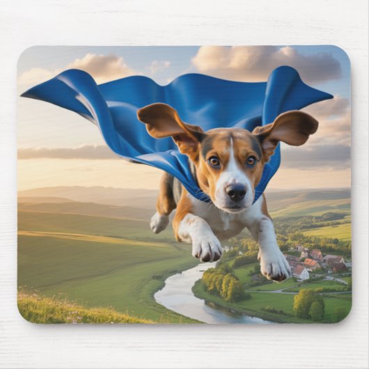Beagle Superhero Mousepad Muismat (Voorkant)