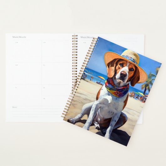 Beagle sur la plage, cadeau d'été pour les amoureu (Devant avec enveloppe)
