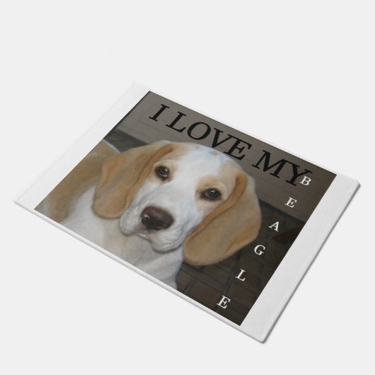 Beagle tan en witte liefde sm deurmat (Schuin)