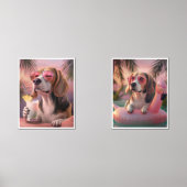 Beagle Tropical Summer Vibes Pet Portrait Muurkunst Sets (Voorkant)