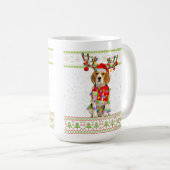 Beagle Ugly Kerstlampjes Koffiemok (Voorkant rechts)