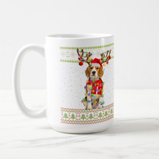 Beagle Ugly Kerstlampjes Koffiemok (Links)