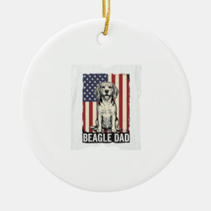 Beagle Vader Patriottisch Vintage Hond Shirt Ontwe Keramisch Ornament